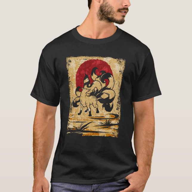 T-shirt Neuf Tail Fox Japonais Retro 3 (Devant)