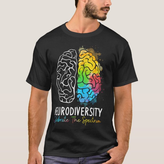 T-shirt Neurodiversité spectre autiste DMPS TDAH arc-en-ci (Devant)