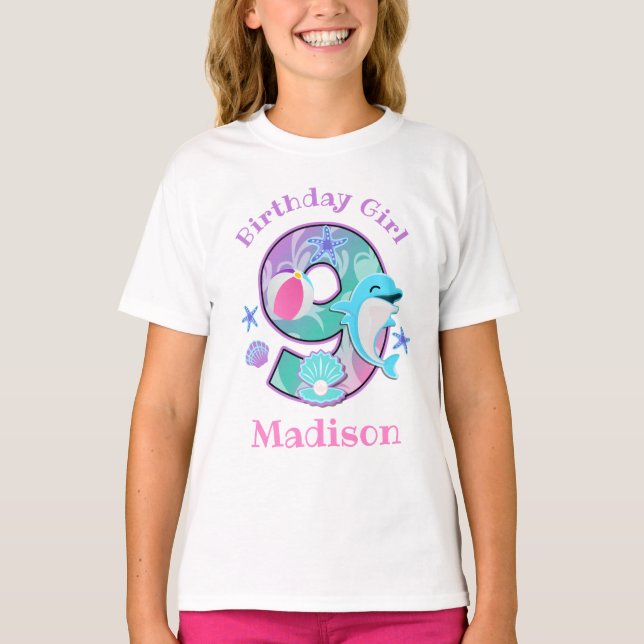 T-shirt Neuvième anniversaire Dolphin chemise Pool Party (Devant)
