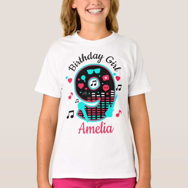 T-shirt Neuvième anniversaire Girl Music 9e (Devant)