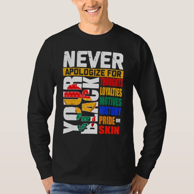 T-shirt Never Apologize For Your Blackness Black History M (Devant)