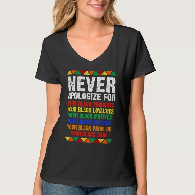 T-shirt Never Apologize Your Blackness African Black Histo (Devant)