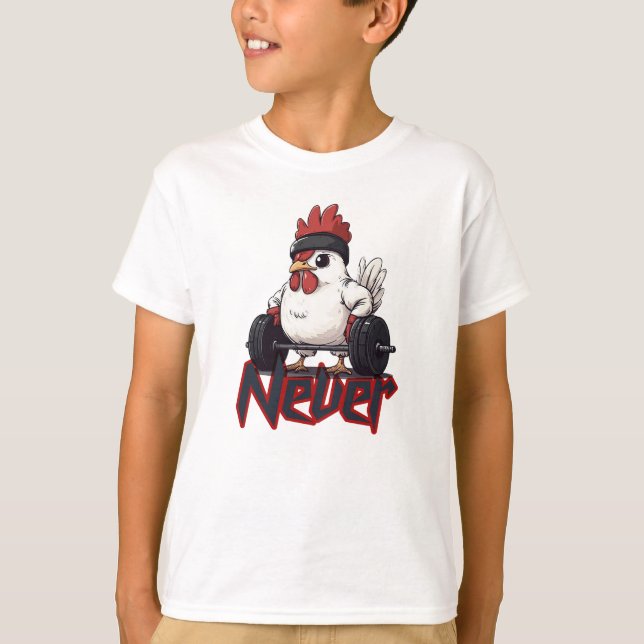 T-shirt Never Chicken Out – Gym Hen Power (Devant)