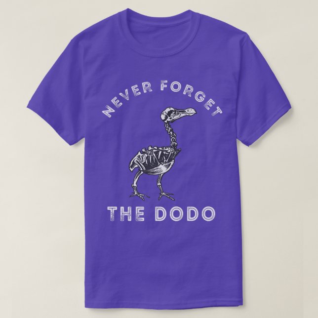 T-shirt Never Forget The Dodo Bird Skeleton Dronte Flightl (Design devant)