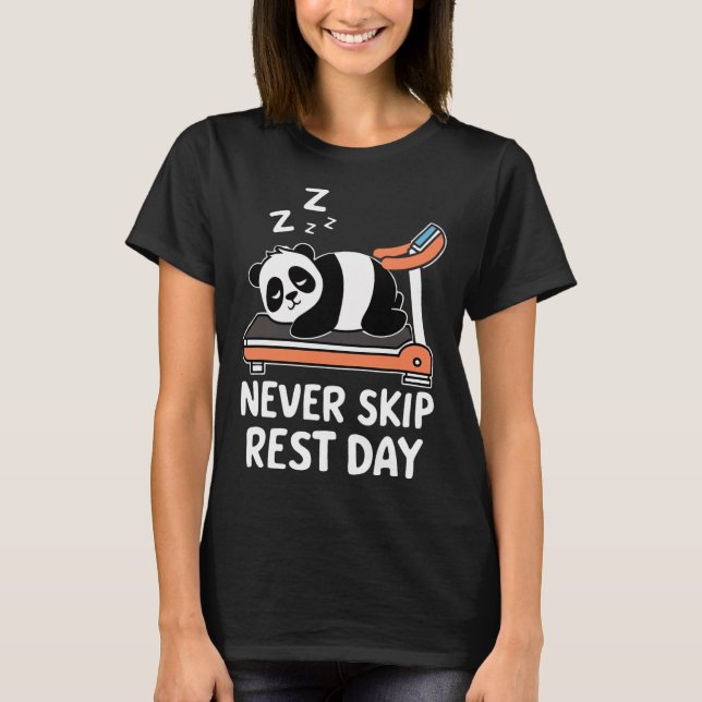 T-shirt Never Skip Rest Day Funny Bodybuilding Panda Worko (Devant)