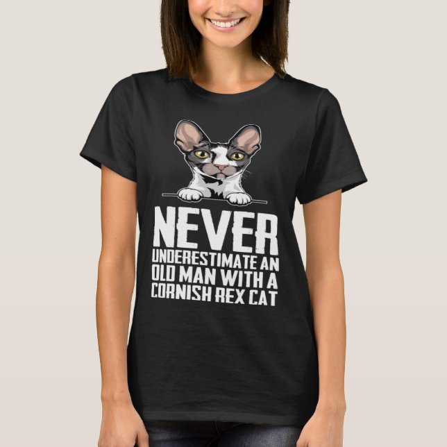 T-shirt Never underestimate an old man with a cornish rex  (Devant)
