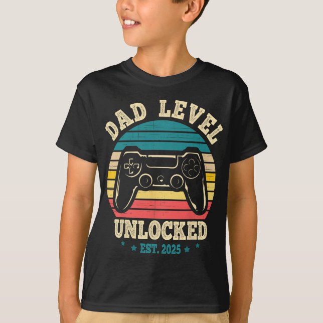 T-shirt New Daddy I Leveled Up To Dad Mens Pregnancy Idea  (Devant)