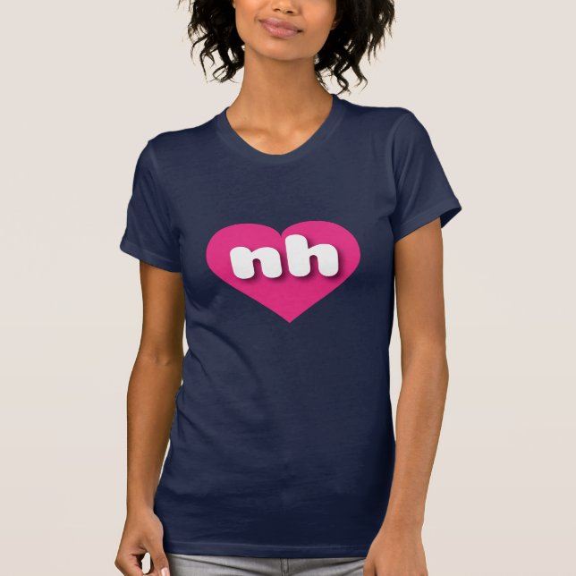 T-shirt New Hampshire coeur rose chaud - J'aime nh (Devant)