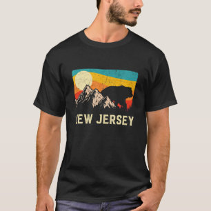 T-shirt New Jersey Nature Wild Bear Retro Sunset Randonnée