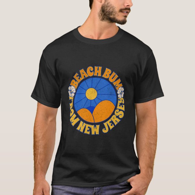 T-shirt New Jersey Retro Beach Bum Sun Surf Sand Boardwalk (Devant)