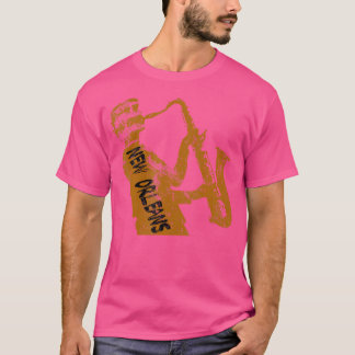 T-shirt New Orleans Jazz Saxophone Player Black Text