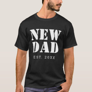 T-shirt New Papa Black White Typographie