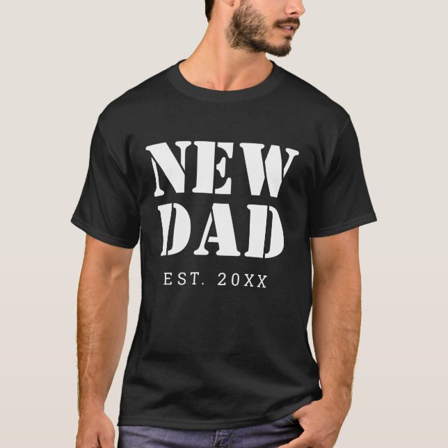 T-shirt New Papa Black White Typographie (Devant)