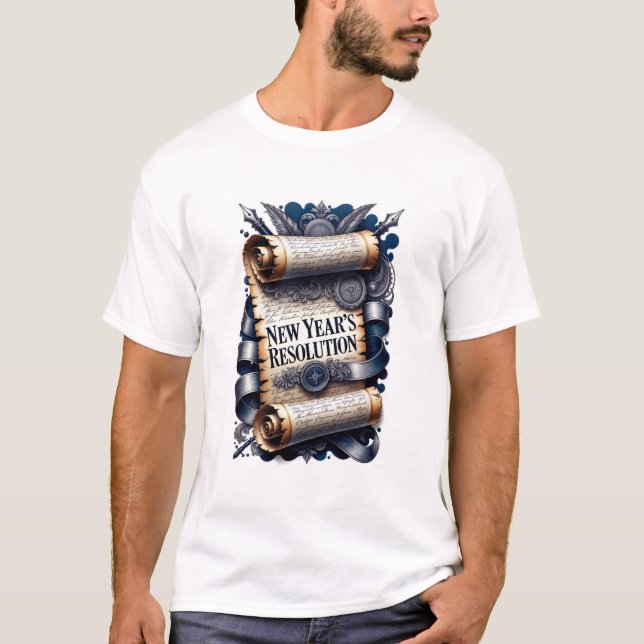T-shirt New Year's Resolution T-Shirt, Ornate Scroll (Devant)