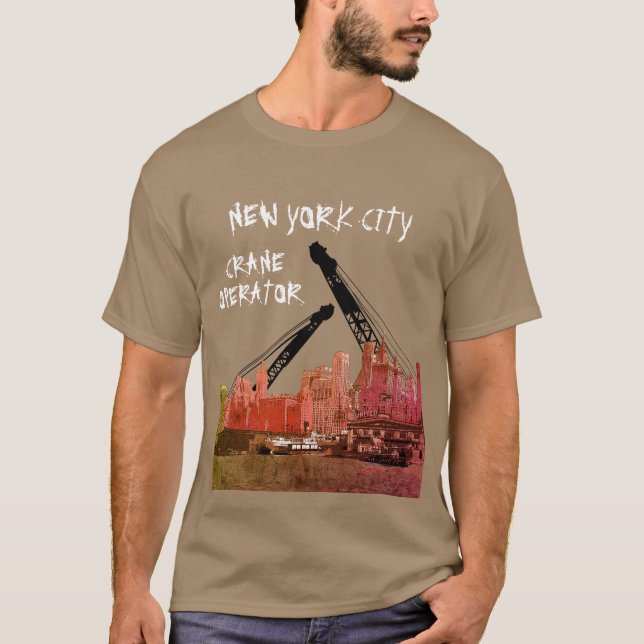 T-shirt New York City Crane Operator 1930's Skyline Comic (Devant)