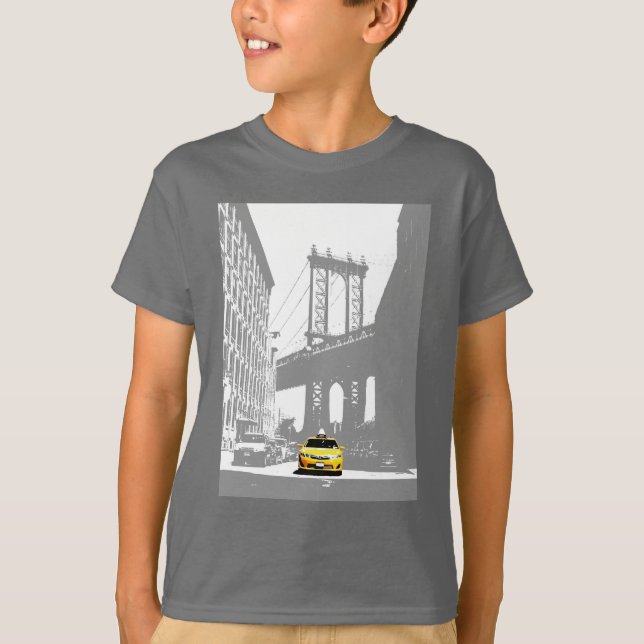 T-shirt New York City Nyc Brooklyn Yellow Taxi Kids Boys (Devant)
