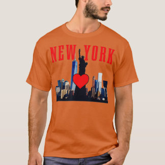 T-shirt New York City NYC NY Skyline Statue De Liberty Hea