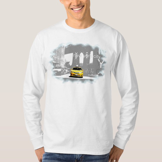 T-shirt New York City Nyc Taxi jaune Brooklyn Bridge (Devant)