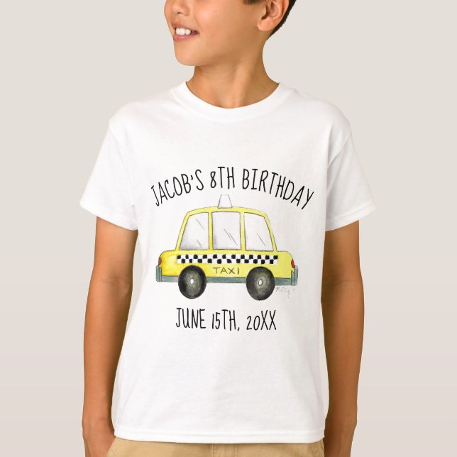T-shirt New York City NYC Taxi Jaune Tab fête d'anniversai (Devant)