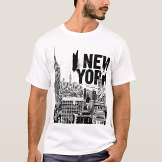 T-shirt New York City Skyline - Black & White Strewear T