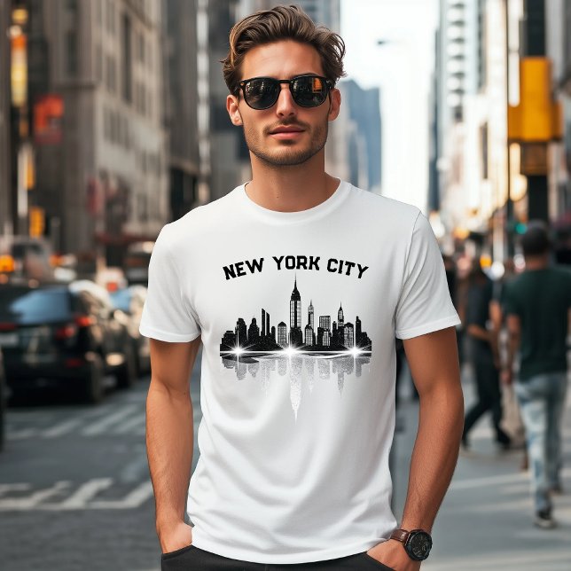 T-shirt New York City Skyline Mens Blanc (Downtown)