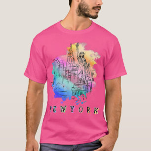 T-shirt New York City Skylines Statue De La Liberté