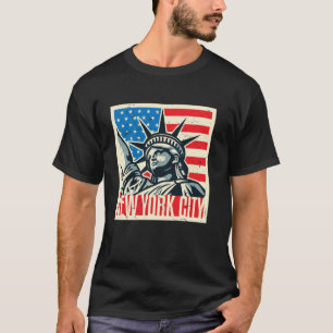 T-shirt New York City Statue Liberty détenue USA Drapeau W