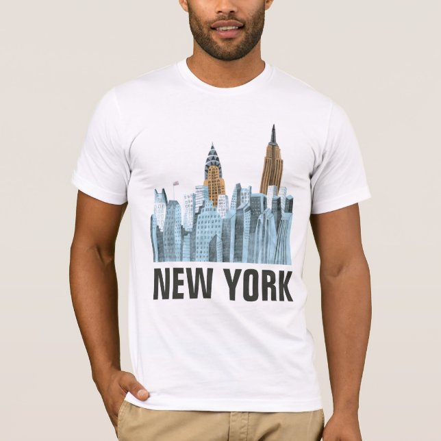 T-shirt New York City tiré par la main, NY (Devant)