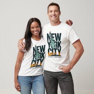 T-shirt New York City Typographie Statue de Liberty Skylin