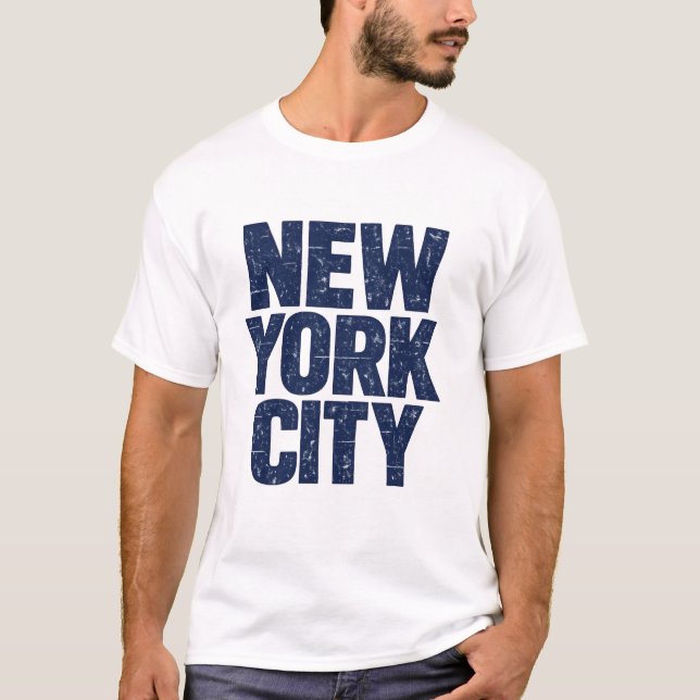 T-shirt New York City — Worn Navy Stack (Devant)