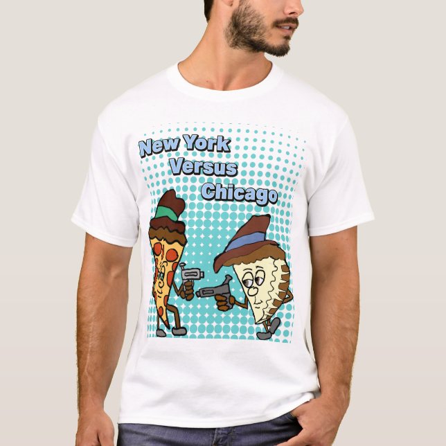 T-shirt New York contre des guerres de pizza de Chicago (Devant)