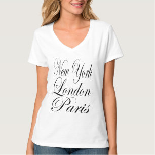 T-shirt New York Londres Paris Typographie Slogan