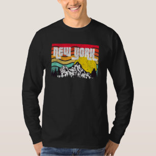 T-shirt New York Mounts Adirondacks Forêts Vintage Sun