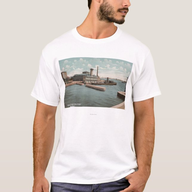 T-shirt New York, NY - aquarium et bateau-pompe "nouveaux (Devant)