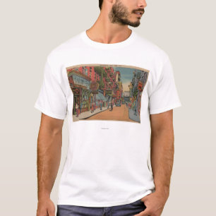 T-shirt New York, NY - vue des magasins de Chinatown