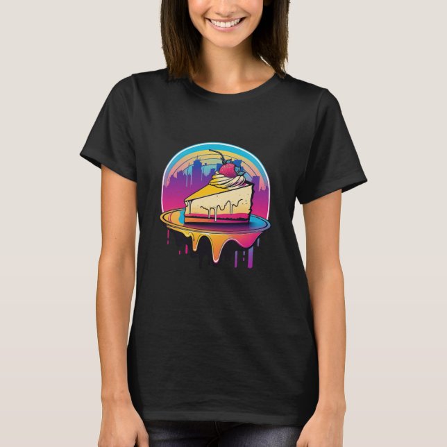 T-shirt New York Style Cheesecake Synthwave 80s Rétrowave (Devant)
