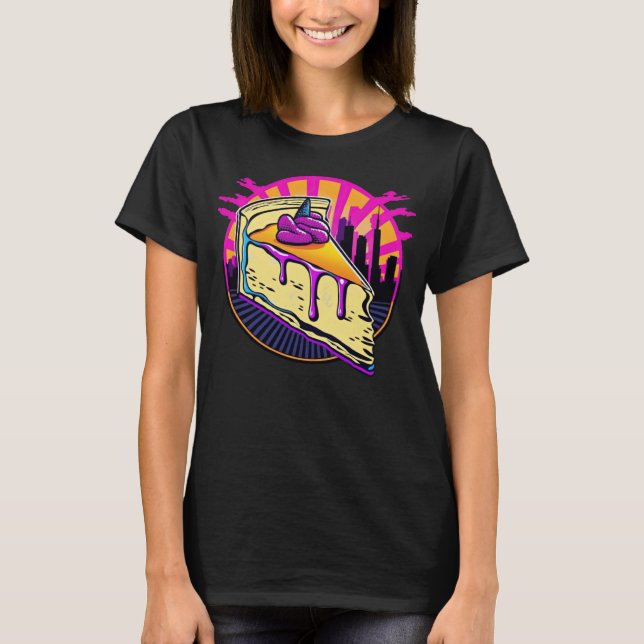 T-shirt New York Style Cheesecake Synthwave 80s Rétrowave (Devant)