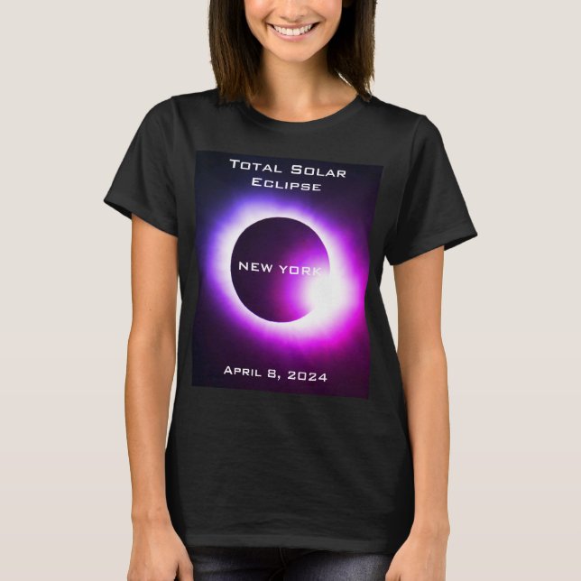 T-shirt NEW YORK Total éclipse solaire 8 avril 2024 (Devant)