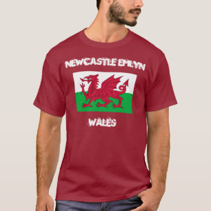 T-shirt Newcastle Emlyn, Pays de Galles avec drapeau gallo