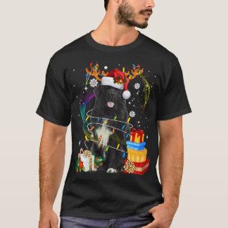 T-shirt Newfoundland Dog Christmas Funny Dog Reindeer Sant