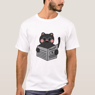 T-shirt Newspaper Breaking News Black Cat - livraison grat