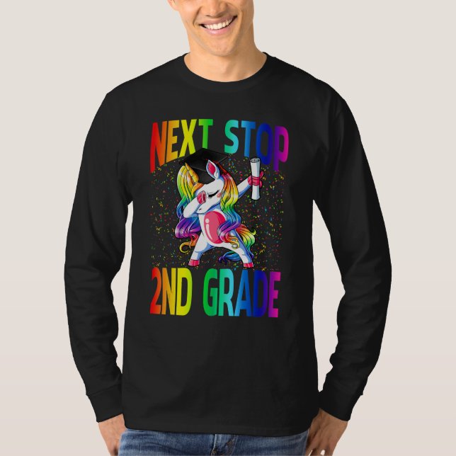 T-shirt Next Stop 2nd Grade Graduation Unicorn (Devant)