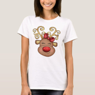 T-shirt Nez de parties scintillant rouge pour les rennes d