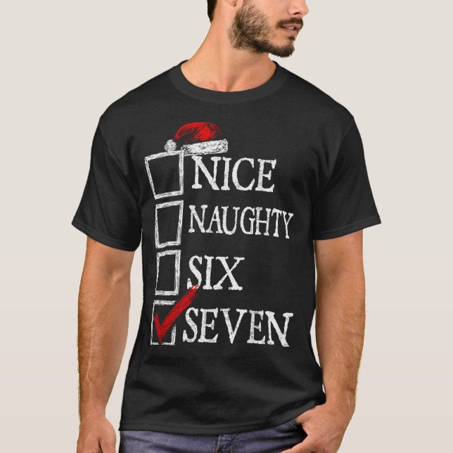 T-shirt Nice Naughty 67 Christmas Funny Meme Six Seven  (Devant)