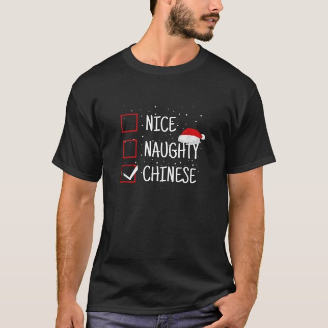 T-shirt Nice Naughty Chinese Christmas Checklist Funny Chi (Devant)