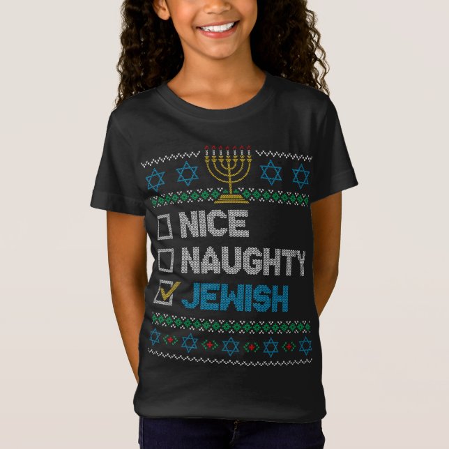 T-Shirt Nice Naughty Juif Laid Noël Sweater Funny H (Devant)