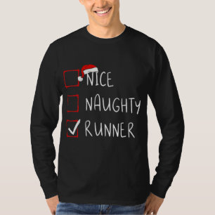 T-shirt Nice Naughty Runner Liste Noël Père Noël 