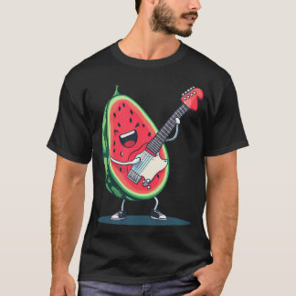 T-shirt Nice Rock Melon Outfit With Cool Electric Guitar C
