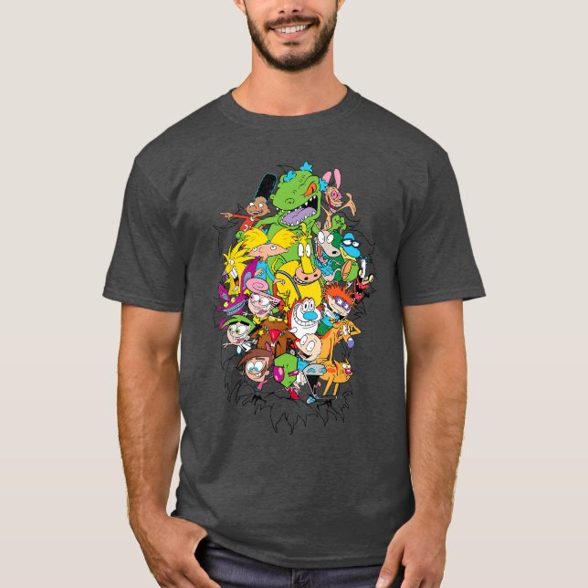 T-shirt Nickelodeon Classic Characters Burstinghrough ee f (Devant)
