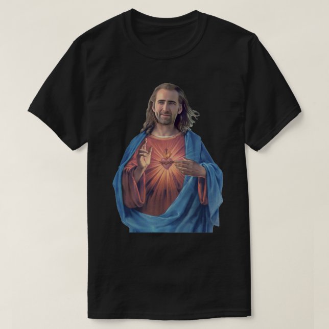T-shirt Nicolas Cage est Jésus (Design devant)